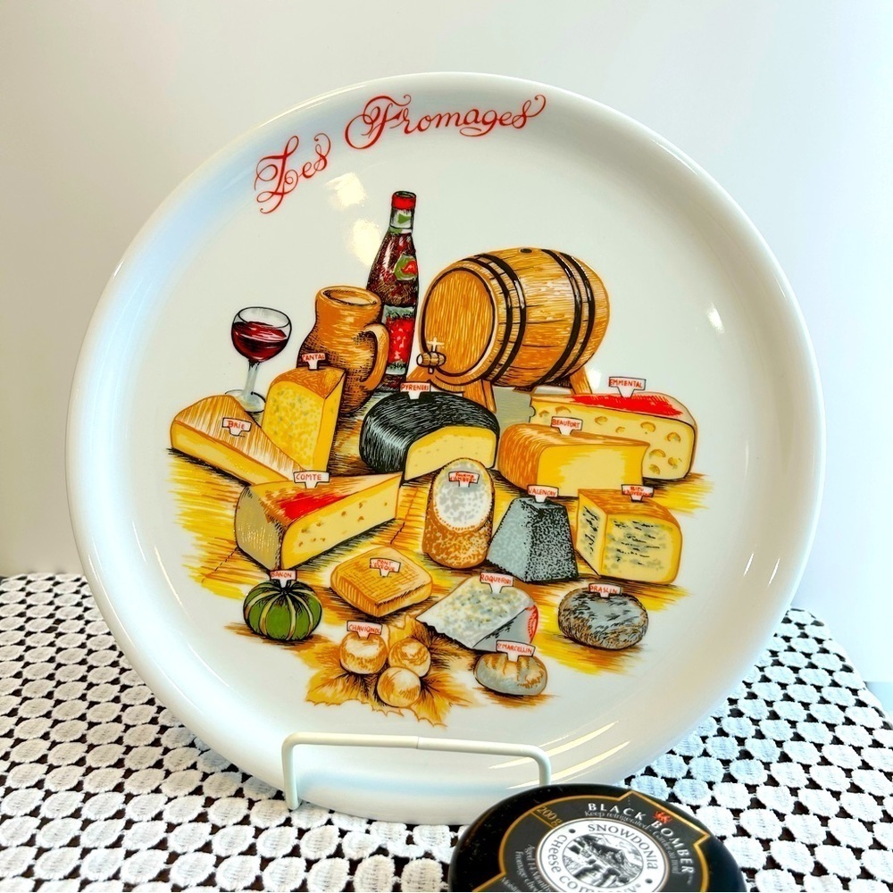 Ceramic cheese plater 12”, “Les Fromages”